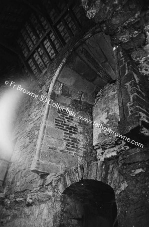 CARRICK CASTLE  CHAPEL ARCH FROM BELOW WEST SIDE OF ARCH